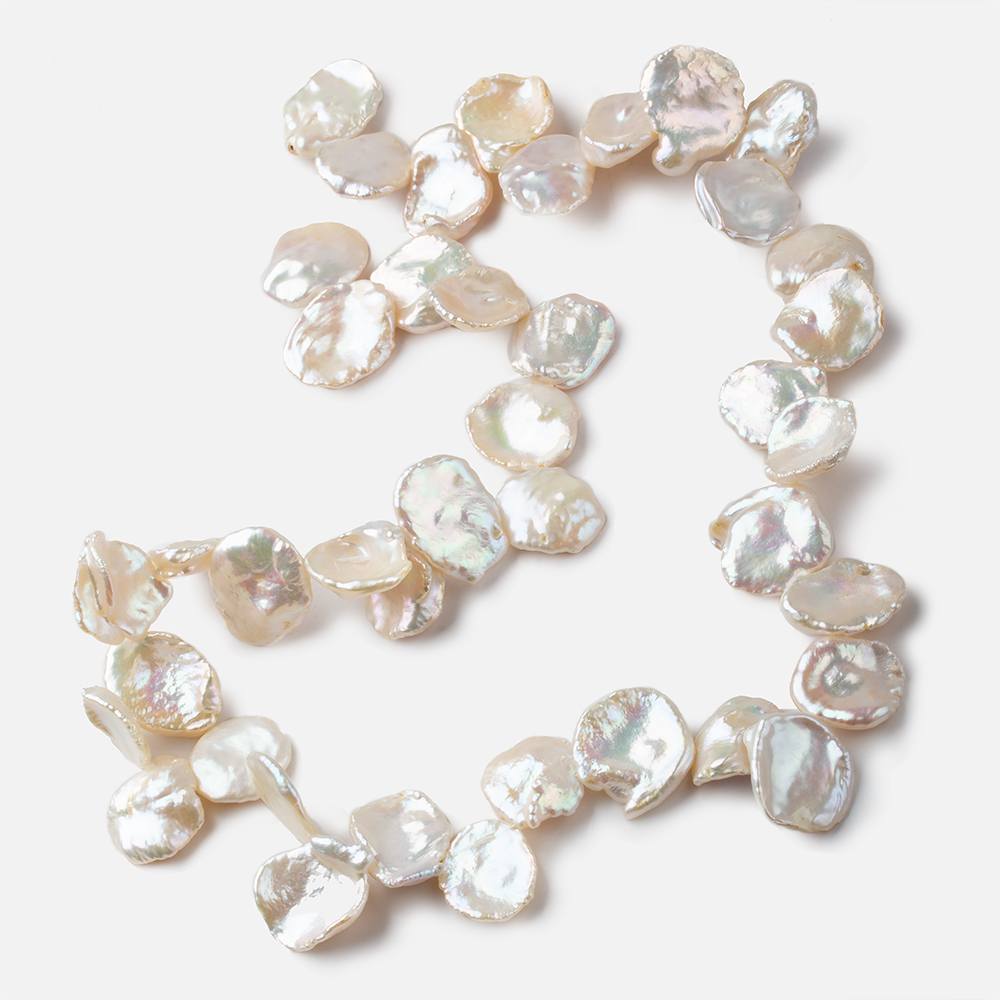 11x9-17x12mm Off White top drilled Keshi Freshwater Pearls AA 16 inch 40 pcs - Beadsofcambay.com