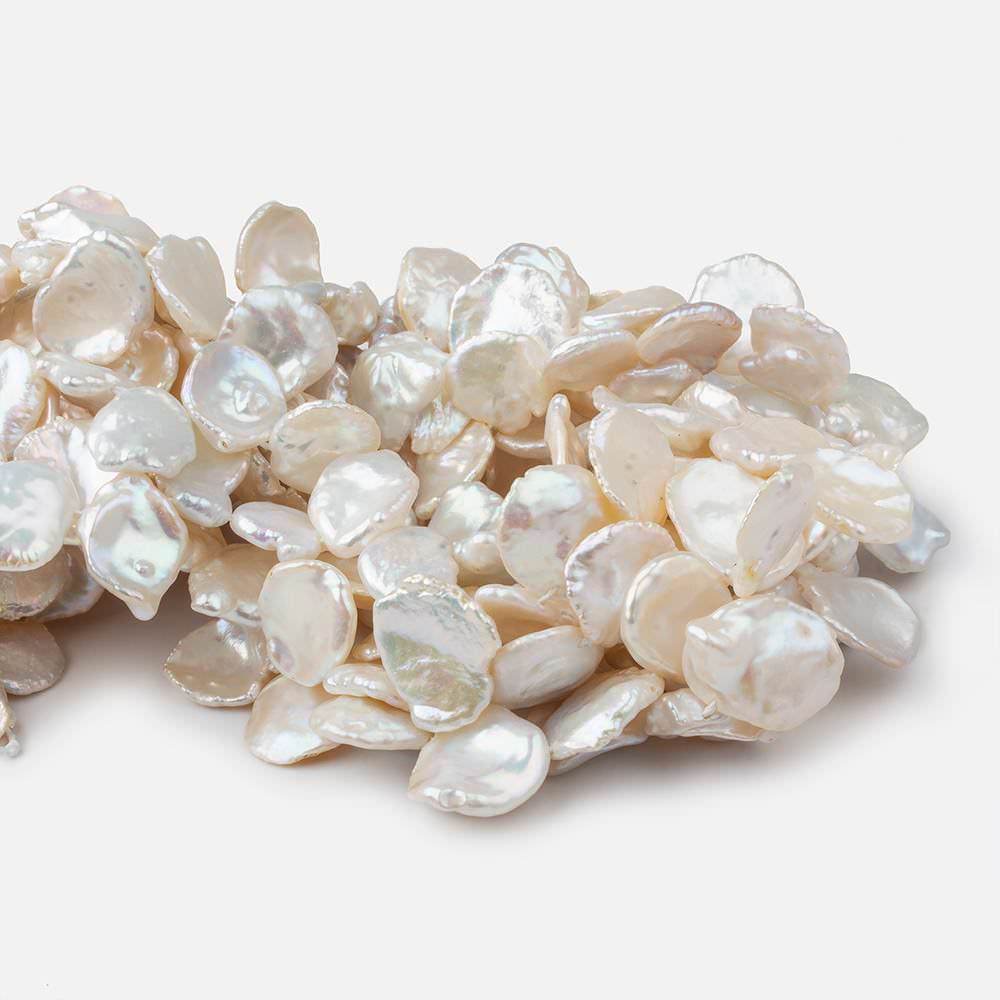 11x9-17x12mm Off White top drilled Keshi Freshwater Pearls AA 16 inch 40 pcs - Beadsofcambay.com