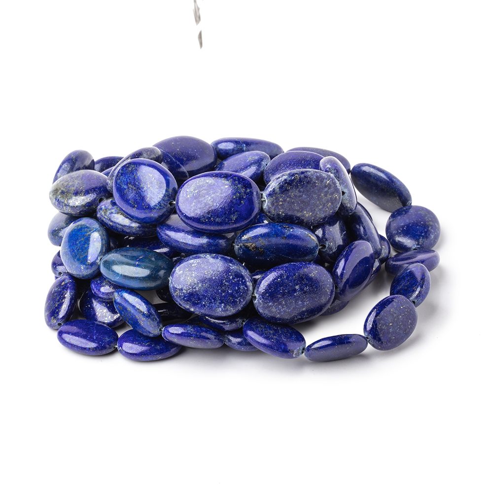 11x9-18x13mm Lapis Lazuli Plain Oval Beads 18 inch 29 pieces - Beadsofcambay.com