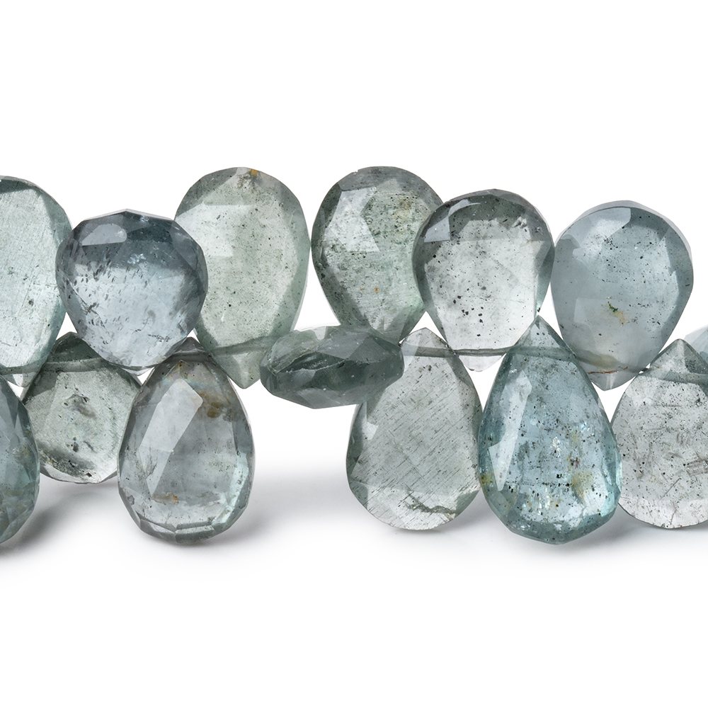 11x9-18x9.5mm Moss Aquamarine Faceted Pear Beads 8.5 inch 53 pieces AA - Beadsofcambay.com