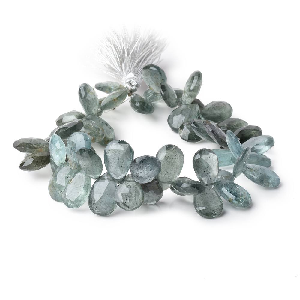 11x9-18x9.5mm Moss Aquamarine Faceted Pear Beads 8.5 inch 53 pieces AA - Beadsofcambay.com