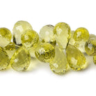 11x9-19x11mm Lemon Quartz Tear Drop Briolettes 8 inch 56 beads AAA - Beadsofcambay.com