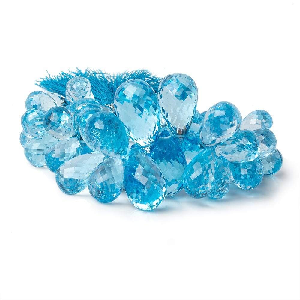 11x9-24x14mm Sky Blue Topaz faceted tear drop beads 8 inch 55 pieces AAA - Beadsofcambay.com