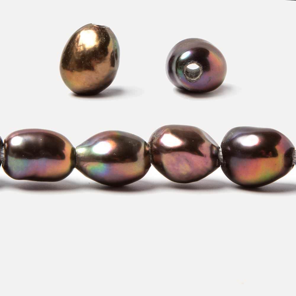 11x9.5-12.5x10mm Metallic Peacock Baroque 2.5mm large hole Pearl 15 in. 30 pcs - Beadsofcambay.com