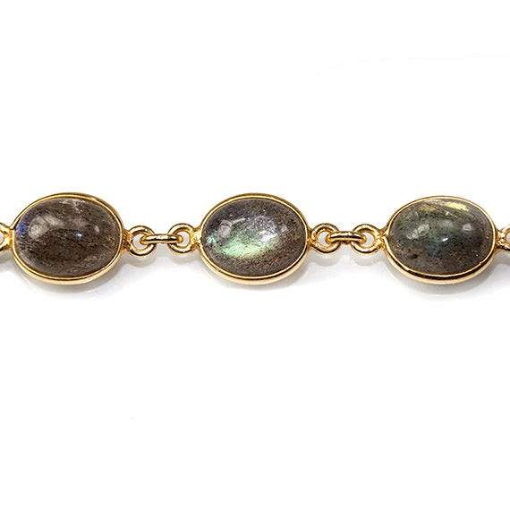 11x9mm Labradorite Vermeil Bezel Chain Sold as 23 inch length - Beadsofcambay.com