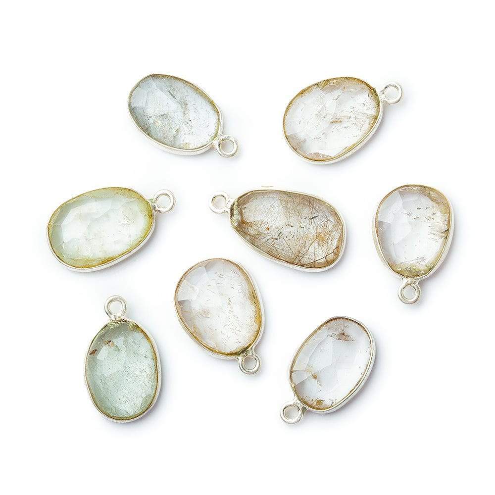 11x9mm Sterling Silver .925 Bezel Rutilated Quartz Faceted Nugget Cabochon Pendant 1 piece - Beadsofcambay.com