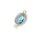 11x9mm Vermeil Bezel Swiss Blue Topaz faceted oval Connector 1 piece - Beadsofcambay.com