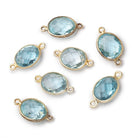 11x9mm Vermeil Bezel Swiss Blue Topaz faceted oval Connector 1 piece - Beadsofcambay.com