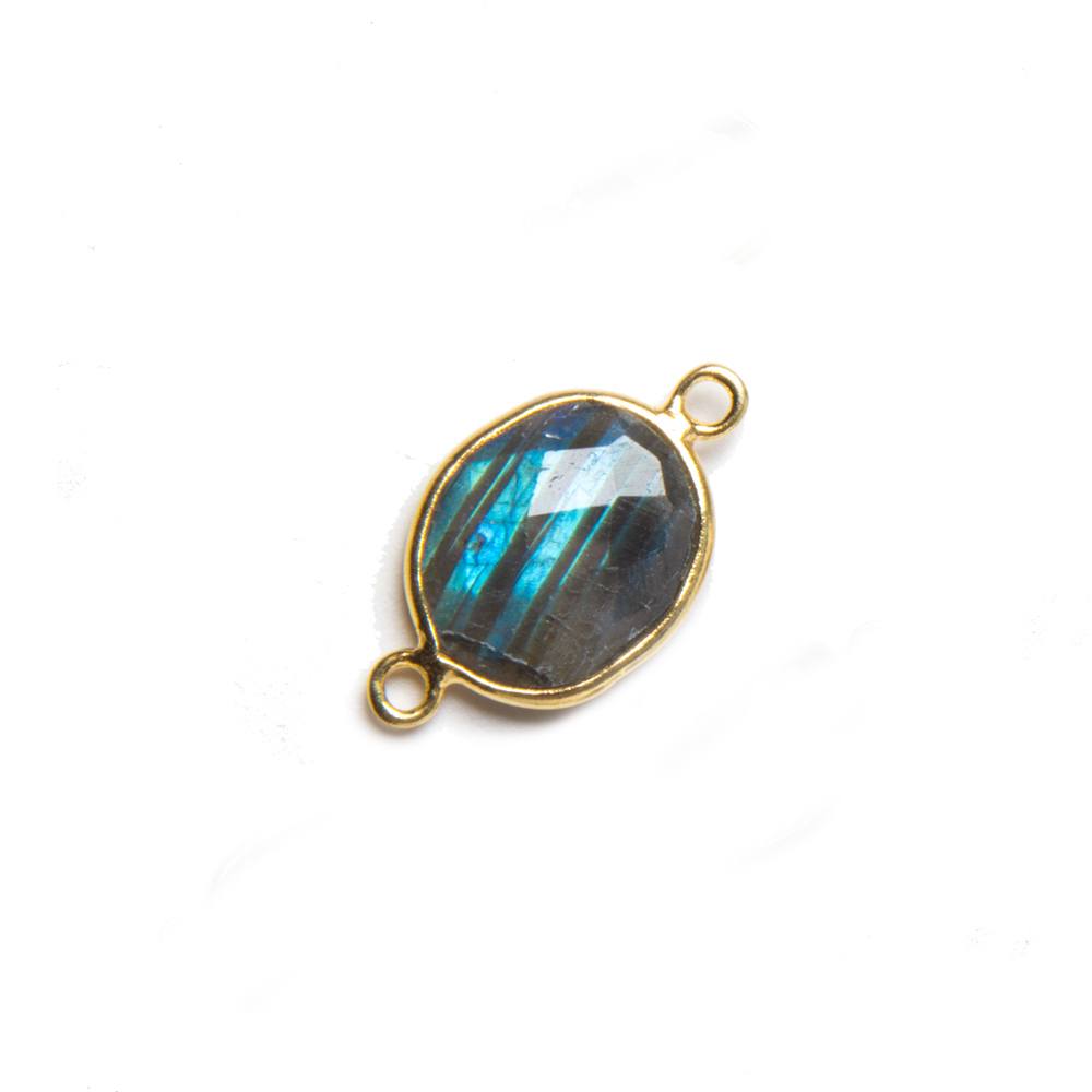 11x9mm Vermeil Bezeled Labradorite faceted nugget Connector 1 piece - Beadsofcambay.com