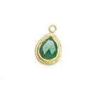 11x9mm Vermeil Twist Rope Bezel Emerald Faceted Pear Pendant 1 piece - Beadsofcambay.com