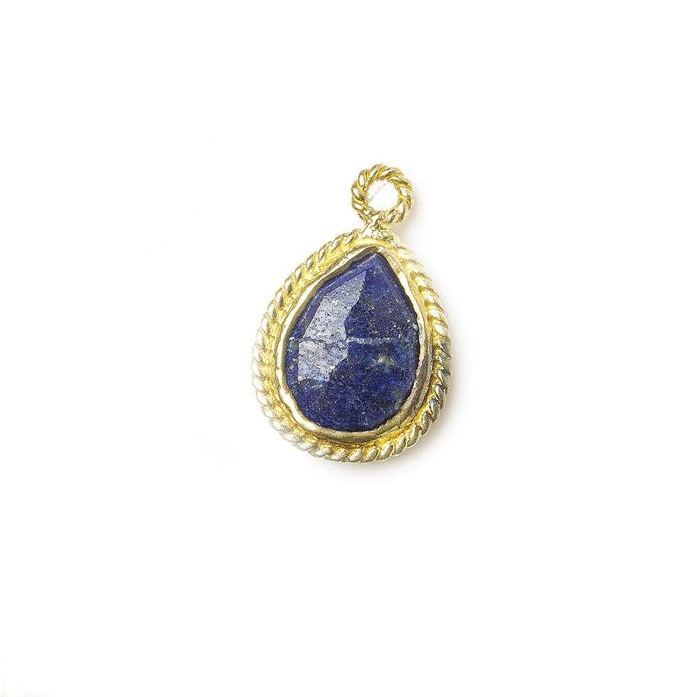 11x9mm Vermeil Twist Rope Bezel Lapis Lazuli Faceted Pear Pendant 1 piece - Beadsofcambay.com