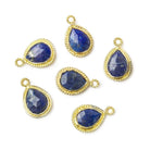 11x9mm Vermeil Twist Rope Bezel Lapis Lazuli Faceted Pear Pendant 1 piece - Beadsofcambay.com