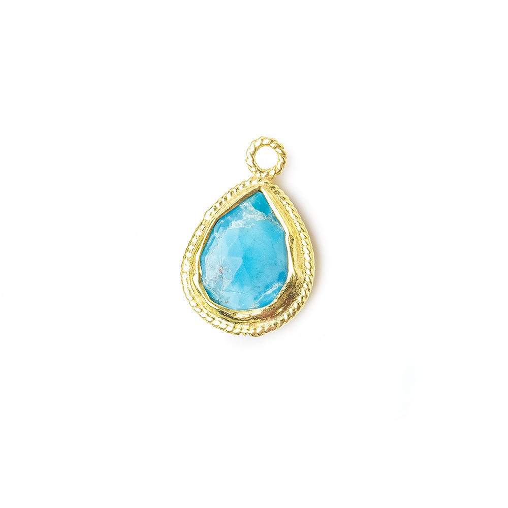11x9mm Vermeil Twist Rope Bezel Turquoise Howlite Faceted Pear Pendant 1 piece - Beadsofcambay.com