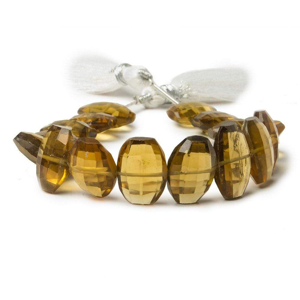 11x9mm Whiskey Quartz side drilled Faceted Cushion Beads 5.5 inch 16 pieces - Beadsofcambay.com
