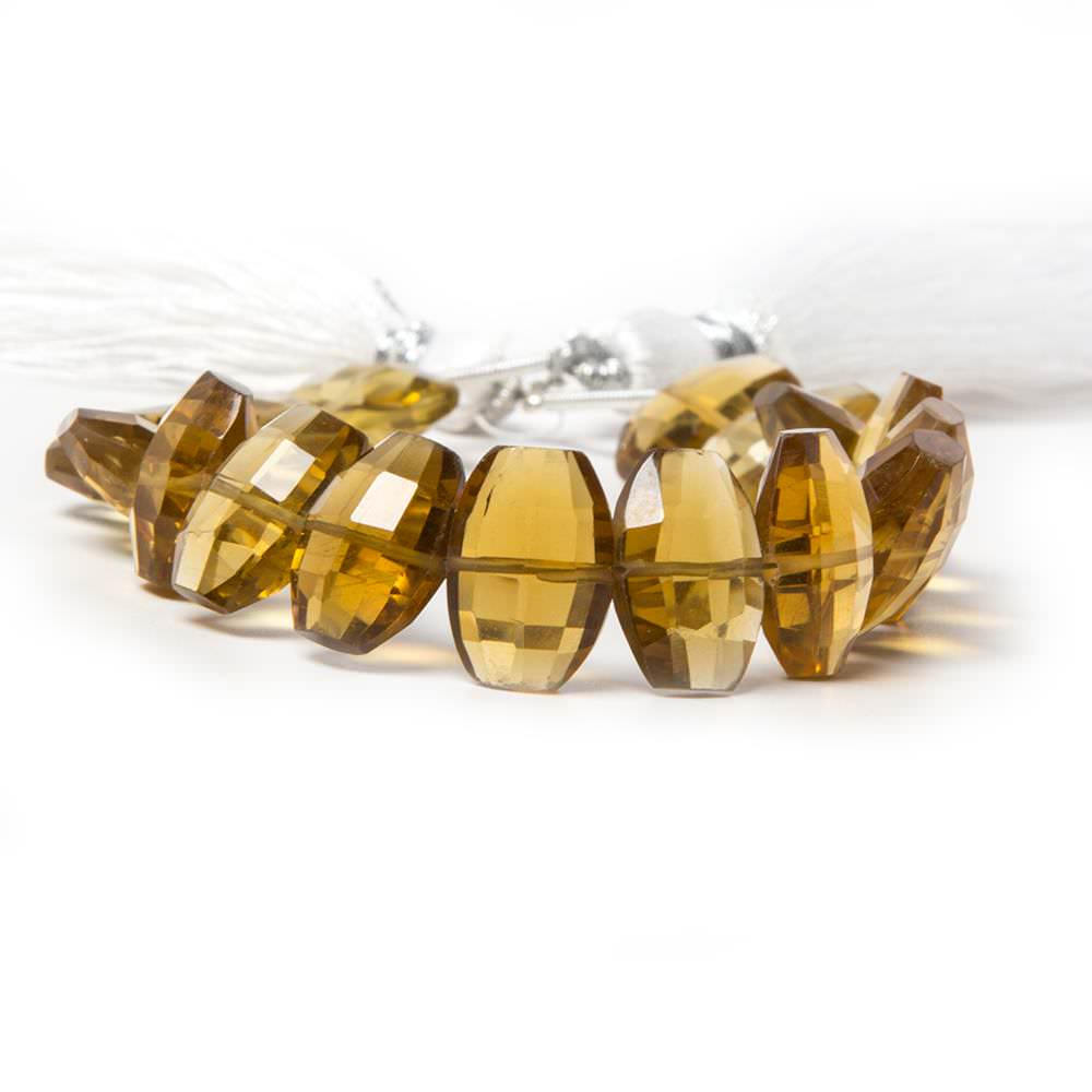 11x9mm Whiskey Quartz side drilled Faceted Cushion Beads 5.5 inch 16 pieces - Beadsofcambay.com