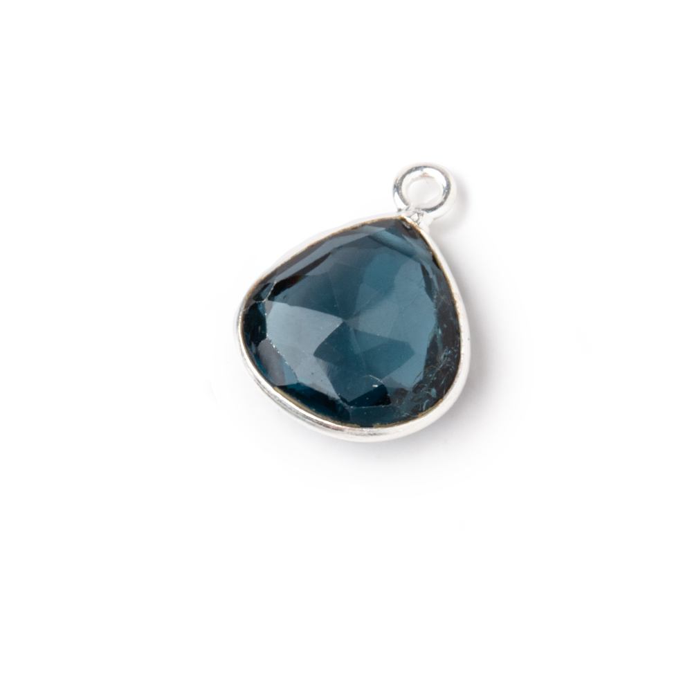 12-12.5mm .925 Silver Bezel London Blue Topaz Faceted Heart Pendant 1 piece AAA - Beadsofcambay.com