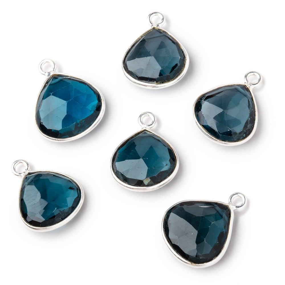 12-12.5mm .925 Silver Bezel London Blue Topaz Faceted Heart Pendant 1 piece AAA - Beadsofcambay.com