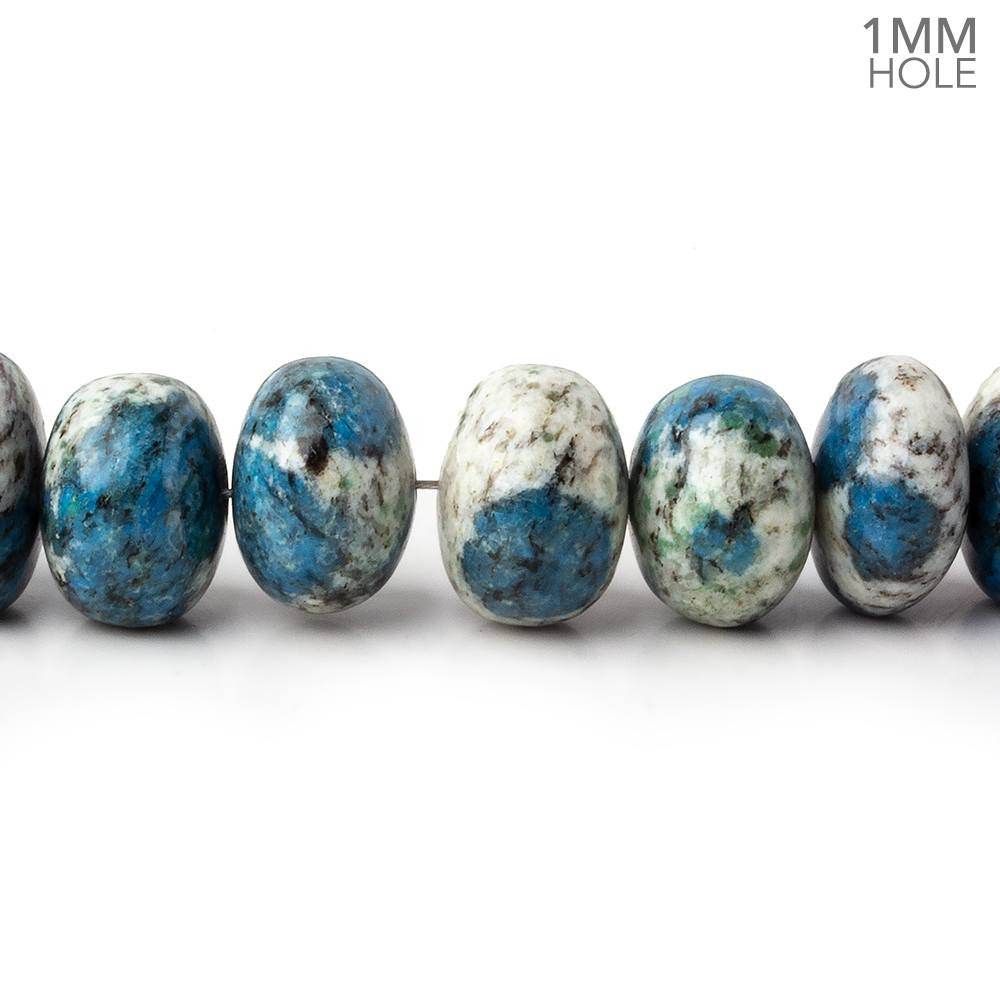 12-12.5mm K2 Azurite Granite "K2 Jasper" plain rondelles 16 inch 50 beads 1mm hole - Beadsofcambay.com