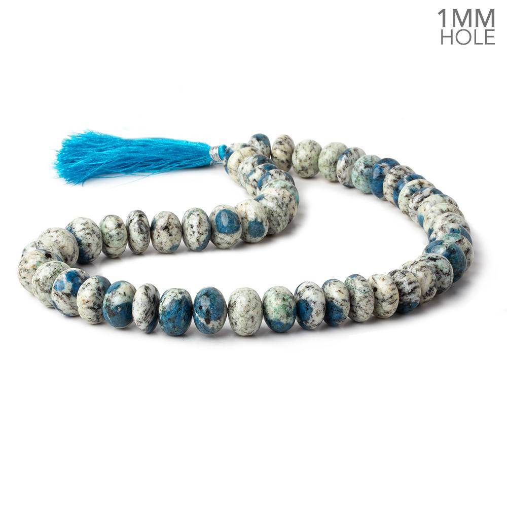 12-12.5mm K2 Azurite Granite "K2 Jasper" plain rondelles 16 inch 50 beads 1mm hole - Beadsofcambay.com