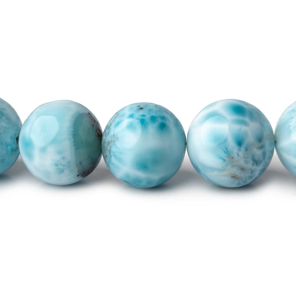 12-12.5mm Larimar Plain Round beads 15 inch 33 pieces AAA - Beadsofcambay.com