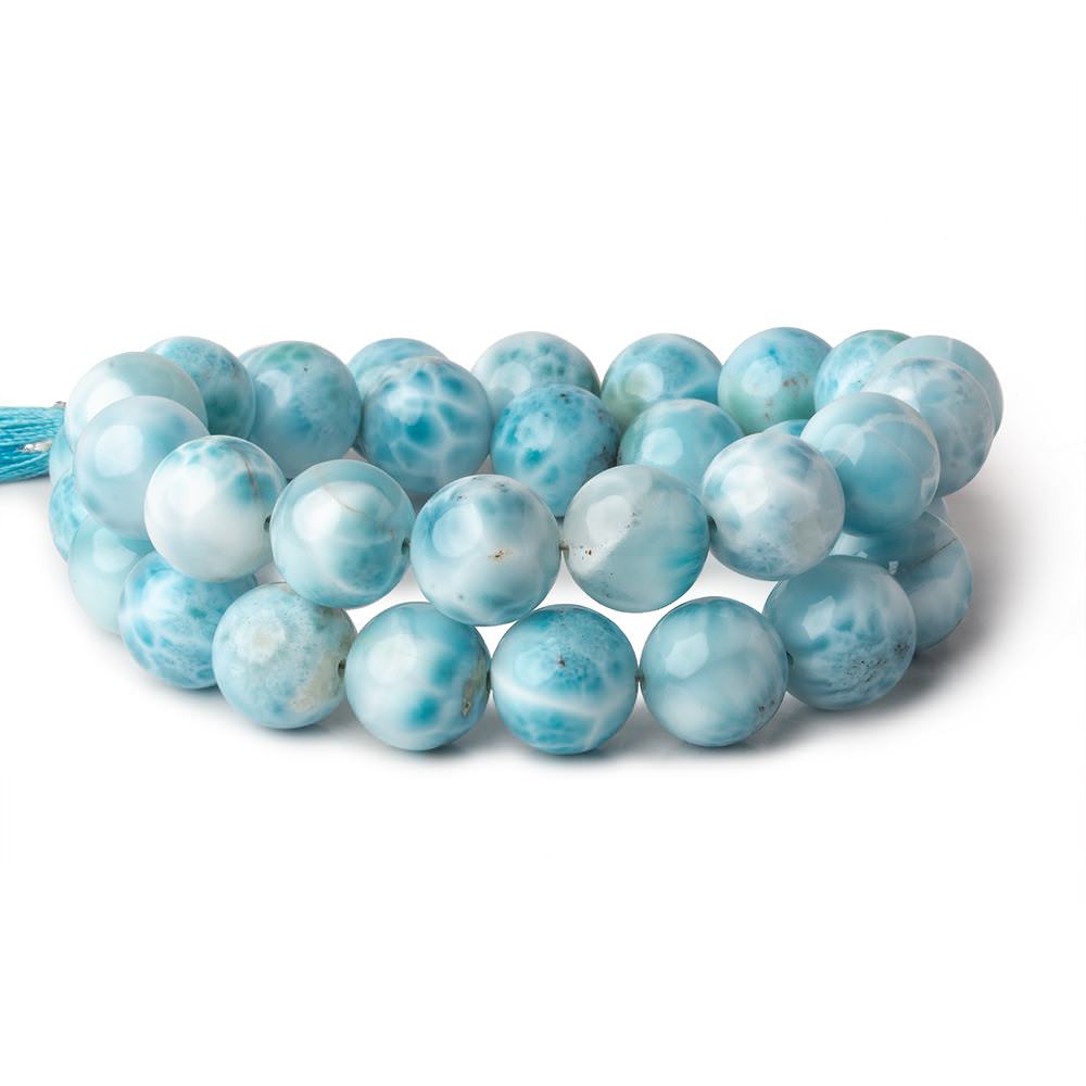 12-12.5mm Larimar Plain Round beads 15 inch 33 pieces AAA - Beadsofcambay.com