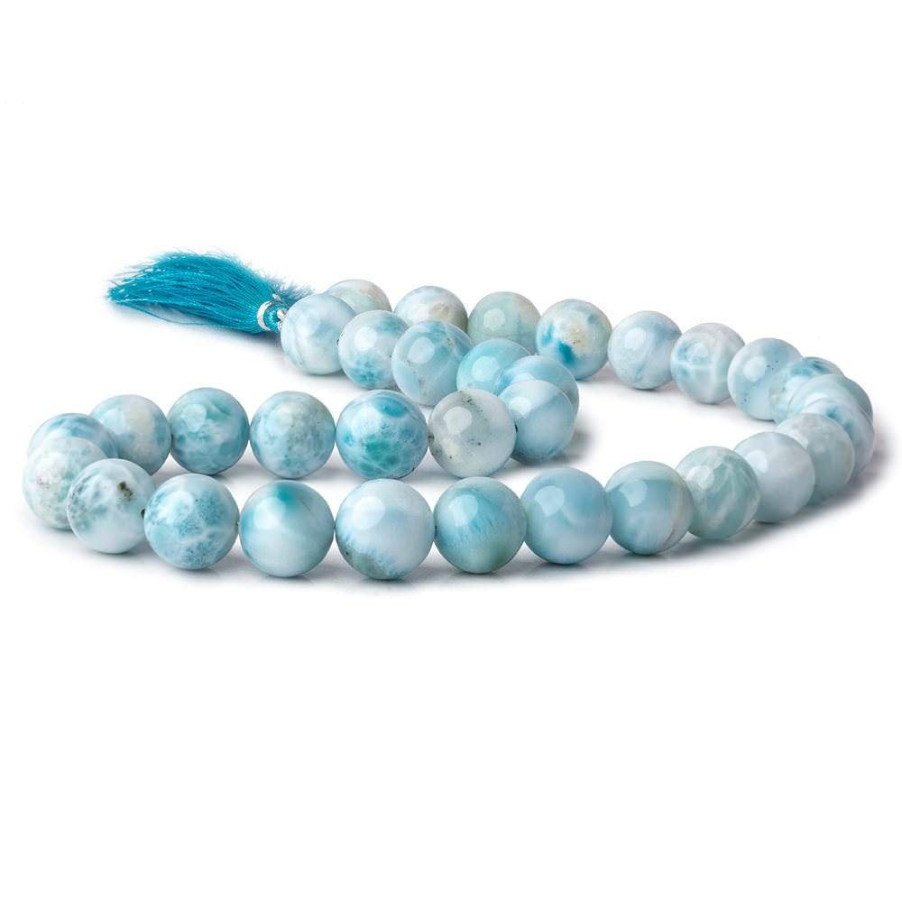 12-12.5mm Larimar Plain Round beads 15 inch 33 pieces AAA - Beadsofcambay.com