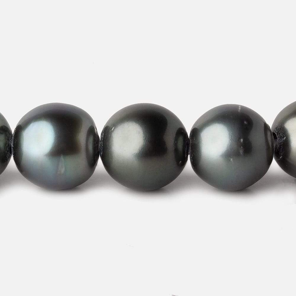 12-12.5mm Silver Peacock Tahitian Large Hole Saltwater Pearls 4 inch 8 pieces - Beadsofcambay.com