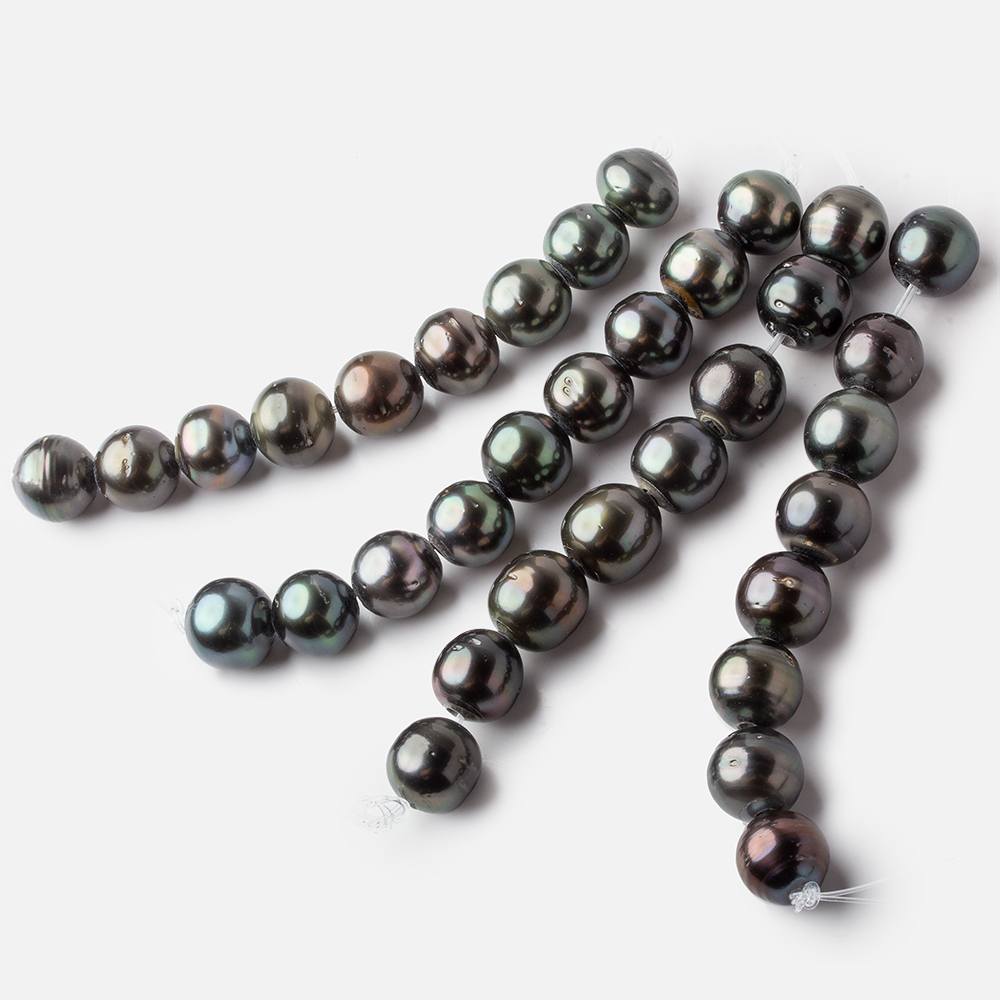 12-12.5mm Tahitian Saltwater 2mm Large Hole Pearls 3.5 inches 8 pieces - Beadsofcambay.com