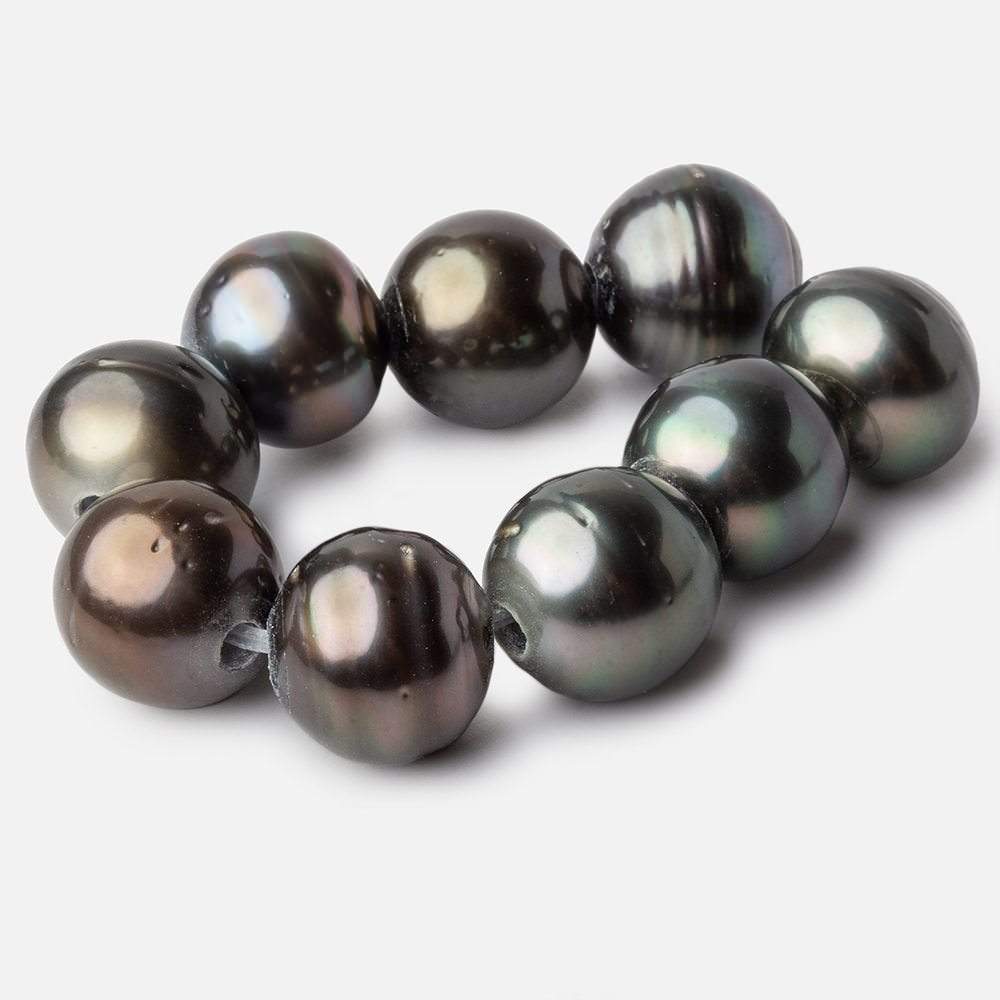 12-12.5mm Tahitian Saltwater 2mm Large Hole Pearls 3.5 inches 8 pieces - Beadsofcambay.com