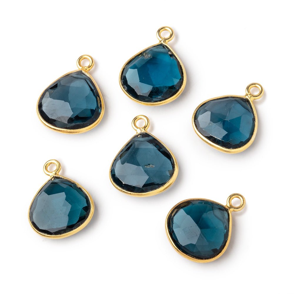 12-12.5mm Vermeil Bezel London Blue Topaz Faceted Heart Pendant 1 piece AAA - Beadsofcambay.com