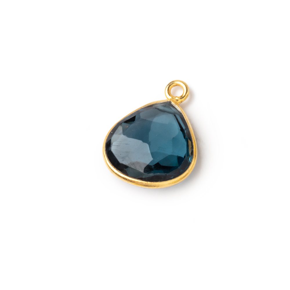 12-12.5mm Vermeil Bezel London Blue Topaz Faceted Heart Pendant 1 piece AAA - Beadsofcambay.com