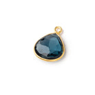 12-12.5mm Vermeil Bezel London Blue Topaz Faceted Heart Pendant 1 piece AAA - Beadsofcambay.com
