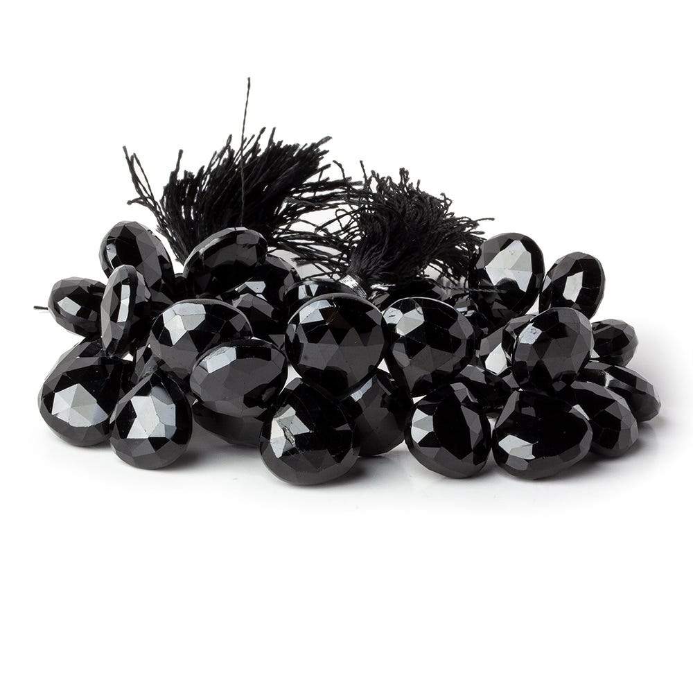 12-13mm Black Spinel Faceted Hearts 7.5 inch 38 beads - Beadsofcambay.com