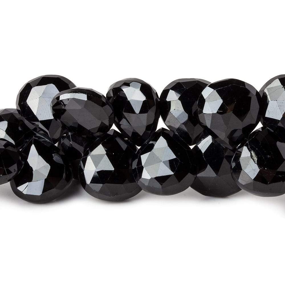 12-13mm Black Spinel Faceted Hearts 7.5 inch 38 beads - Beadsofcambay.com