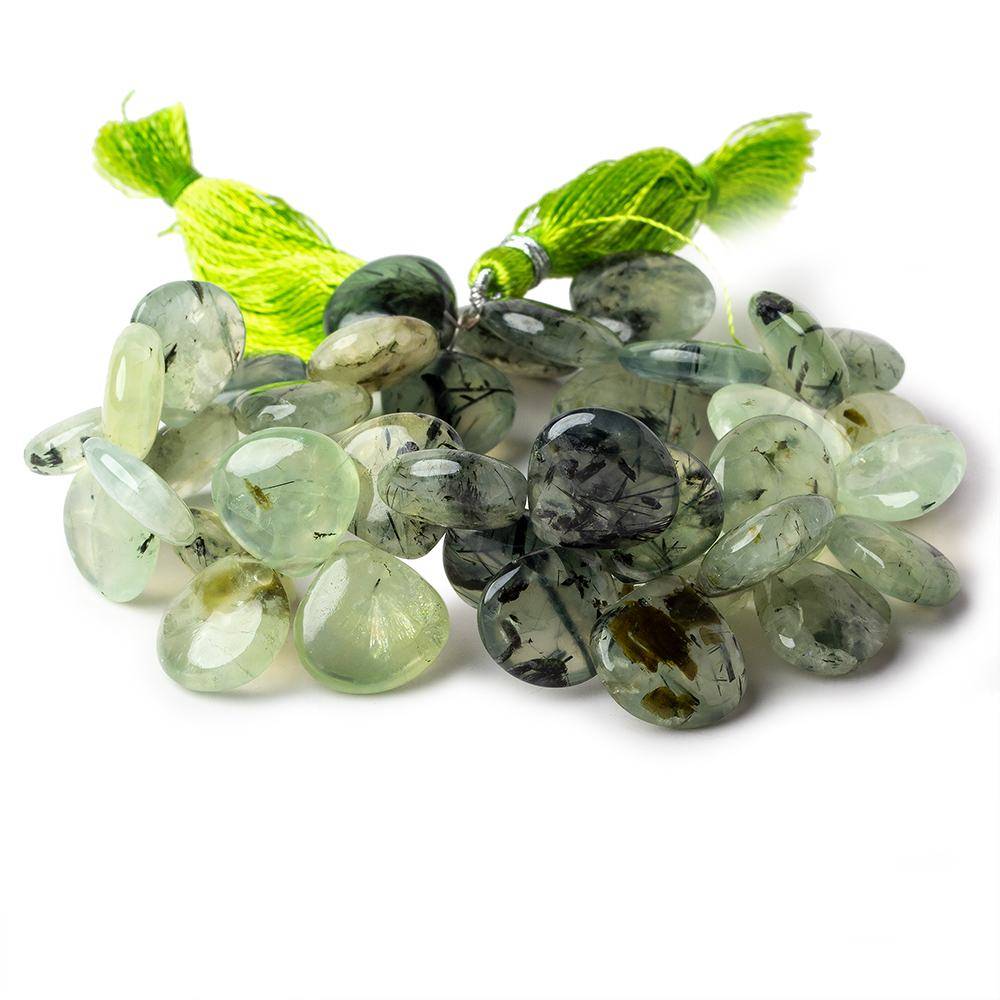 12-13mm Dendritic Prehnite Plain Heart Beads 7.5 inch 40 pieces - Beadsofcambay.com
