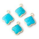 12-13mm Gold Leafed Howlite Faceted Trillium Flower Focal Pendant 1 piece - Beadsofcambay.com