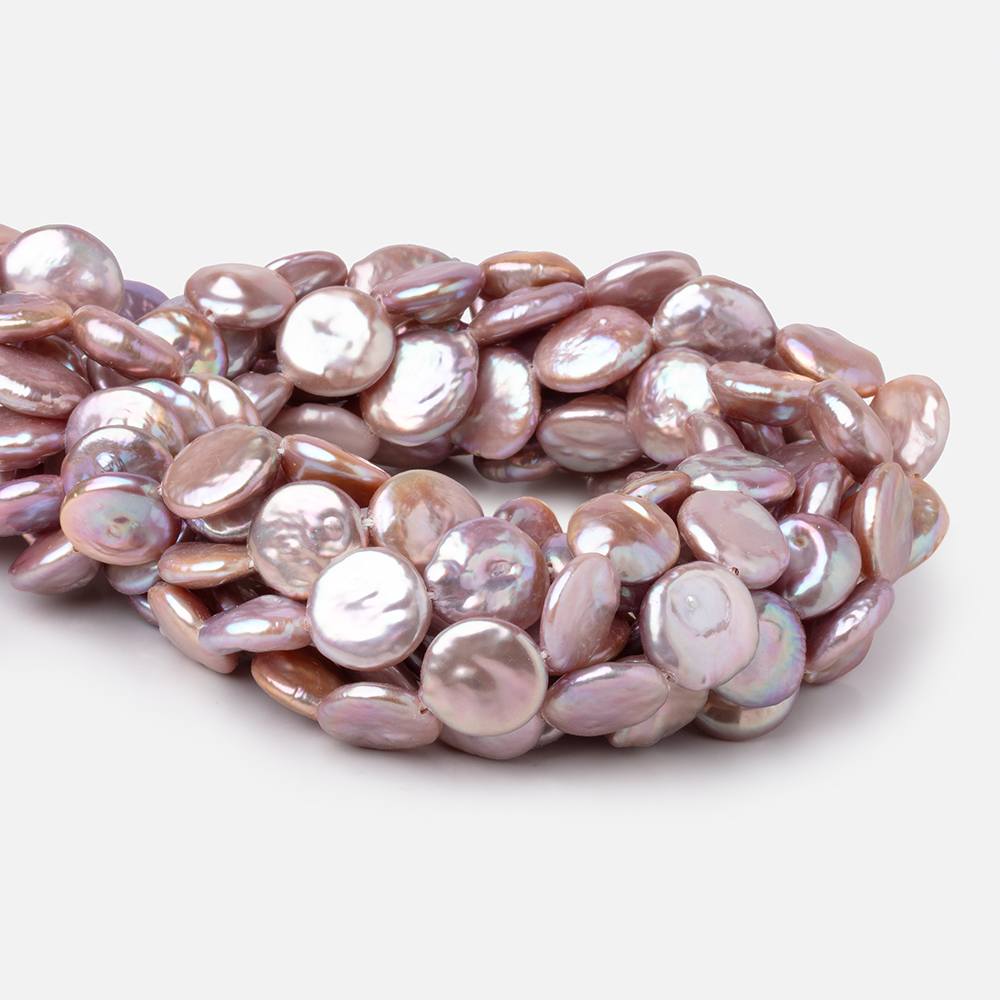 12-13mm Lilac Coin Freshwater Pearls 15.5 inch 29 Beads - Beadsofcambay.com