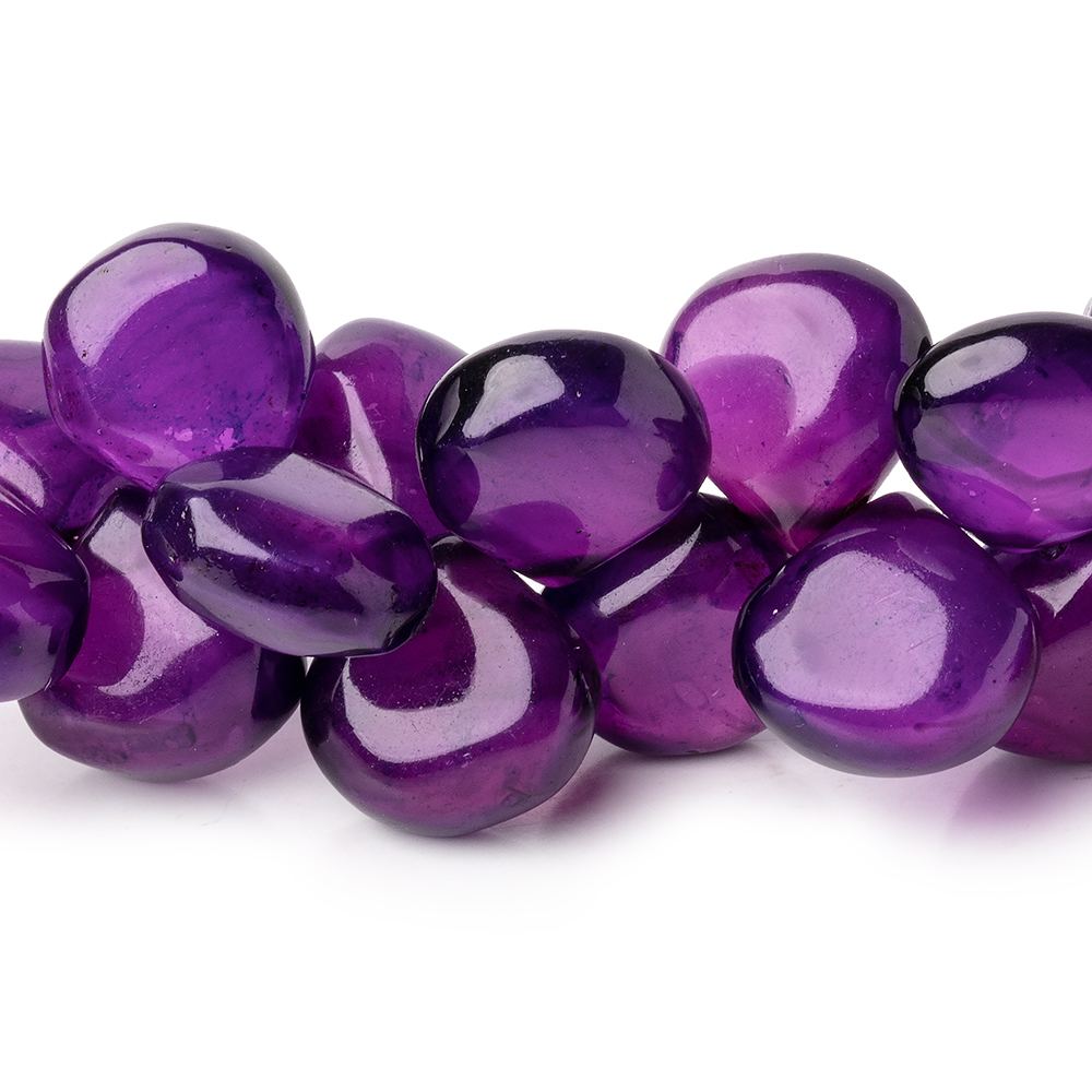 12-13mm Pansy Purple Chalcedony Plain Heart Beads 7 inch 40 pieces - Beadsofcambay.com