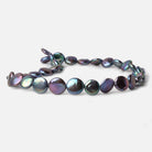 12-13mm Peacock Blue Purple Coin Freshwater Pearl 16 inch 31 pieces A - Beadsofcambay.com