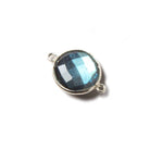 12-13mm Silver Bezeled Labradorite faceted coin Connector 1 piece - Beadsofcambay.com