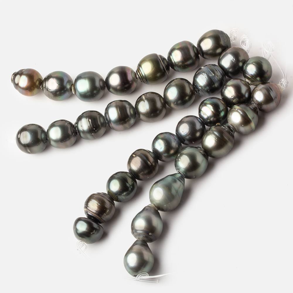 12-13mm Tahitian Saltwater 2mm Large Hole Pearls 3.5 inches 7 pieces - Beadsofcambay.com