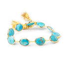 12-13mm Vermeil Bezel Turquoise Straight Drill Nuggets 7 inch 9 Beads - Beadsofcambay.com