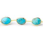 12-13mm Vermeil Bezel Turquoise Straight Drill Nuggets 7 inch 9 Beads - Beadsofcambay.com