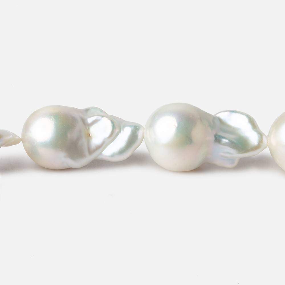 12-13mm White Ultra Baroque Freshwater Pearls 16.5 inch 17 pieces AA 0.8mm drill hole - Beadsofcambay.com