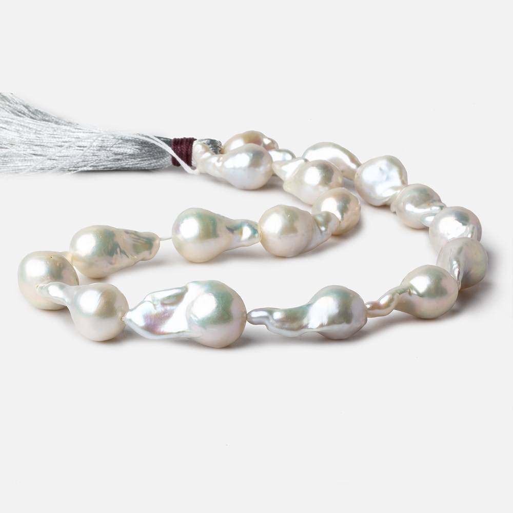 12-13mm White Ultra Baroque Freshwater Pearls 16.5 inch 17 pieces AA 0.8mm drill hole - Beadsofcambay.com