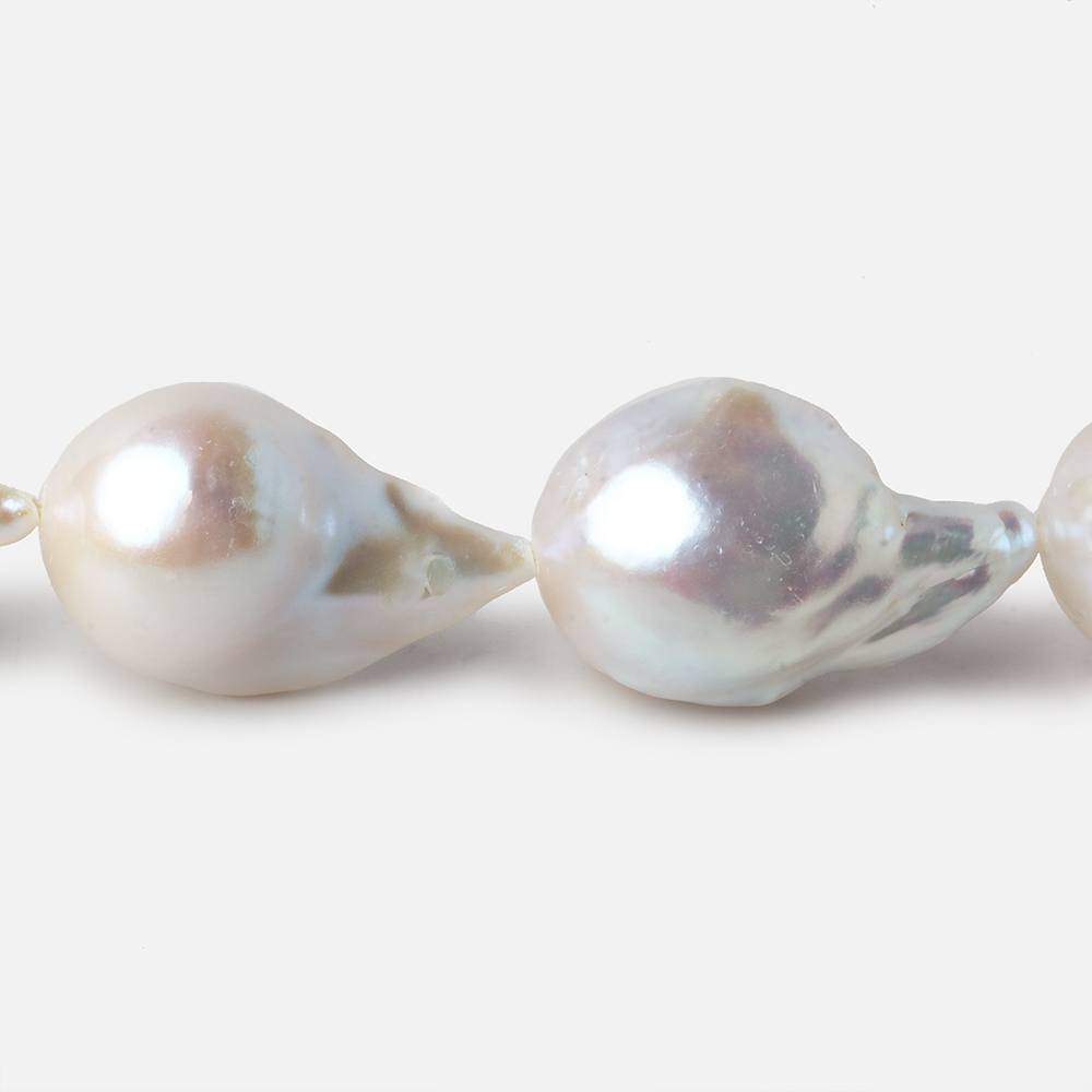 12-13mm White Ultra Baroque Freshwater Pearls 16.5 inch 19 pieces AA 0.8mm drill hole - Beadsofcambay.com