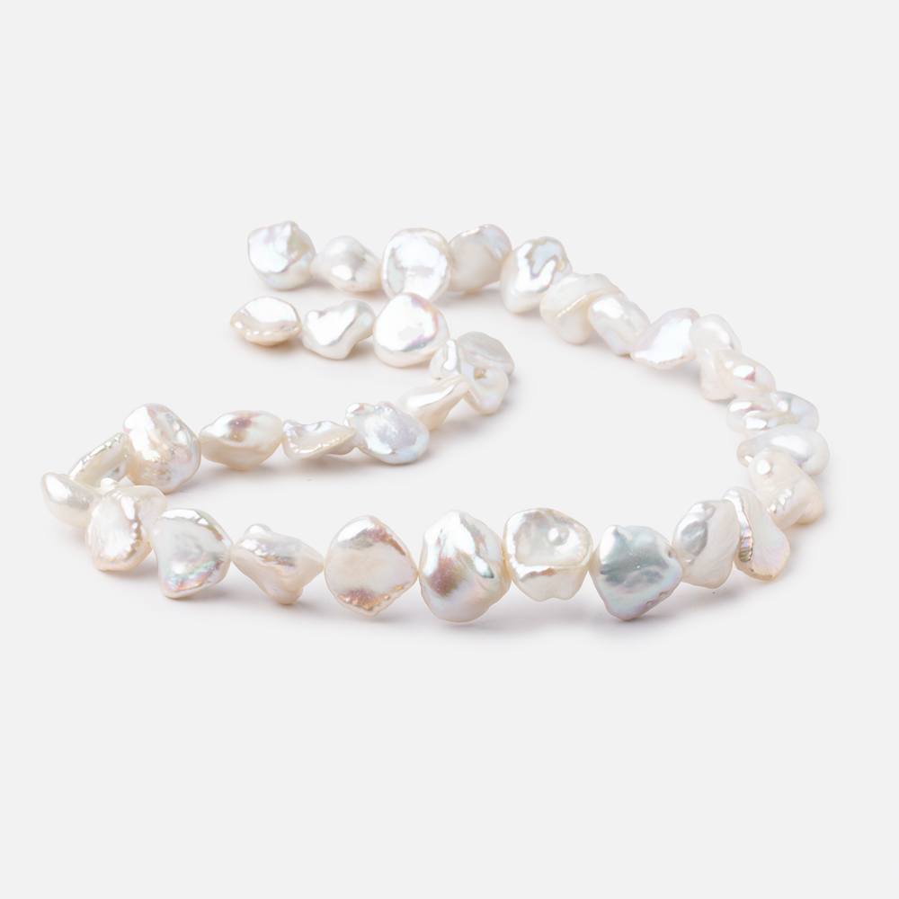 12-14mm Cream Keshi Side Drilled Freshwater Pearls 15.5 inch 34 pieces - Beadsofcambay.com