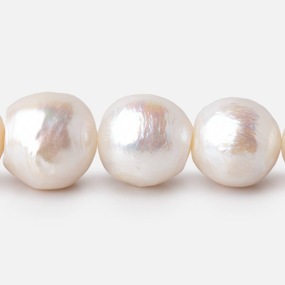 12-14mm Off White Round Freshwater Pearls 16 inch 34 pieces - Beadsofcambay.com