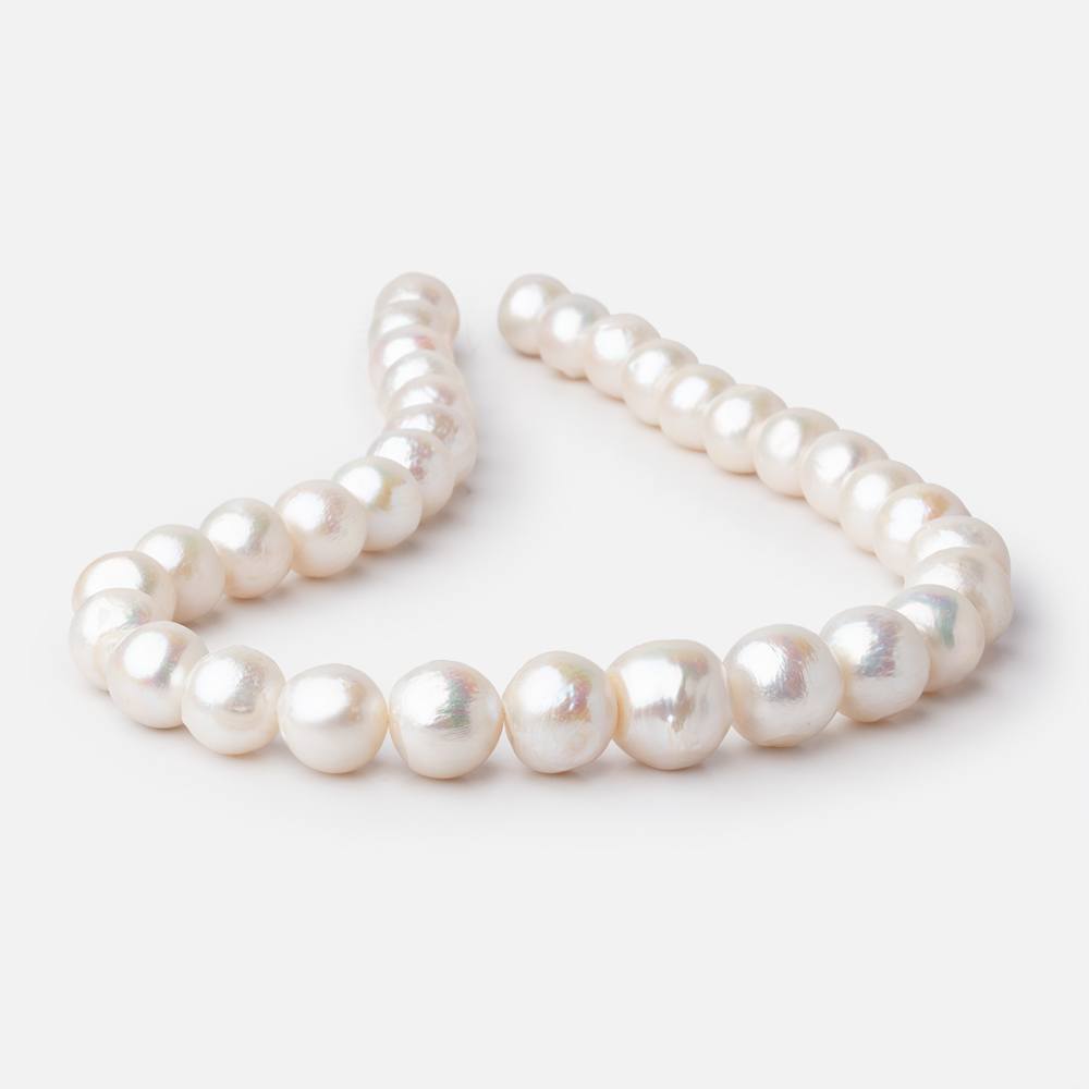 12-14mm Off White Round Freshwater Pearls 16 inch 34 pieces - Beadsofcambay.com
