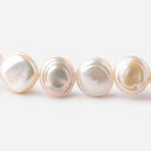 12-14mm Peach Side Drilled Keshi Freshwater Pearls 16 inch 35 pieces - Beadsofcambay.com